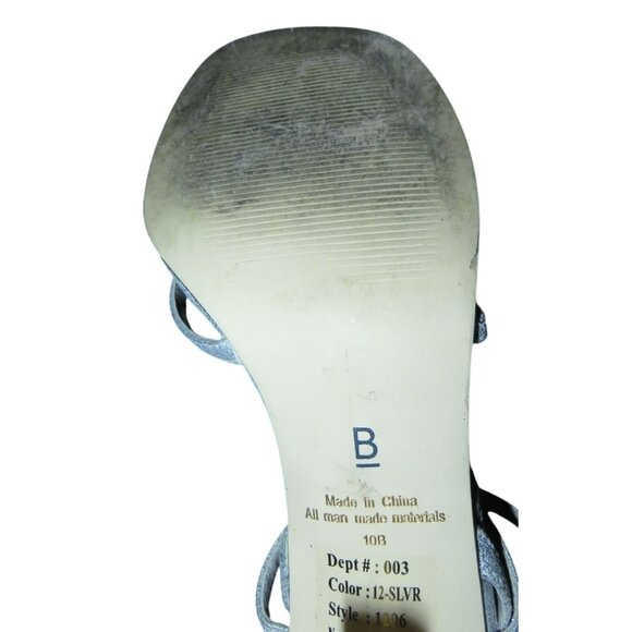 Bakers Shelly Glitter Strappy Metallic Silver Leather Heels size 10 - Picture 10 of 14